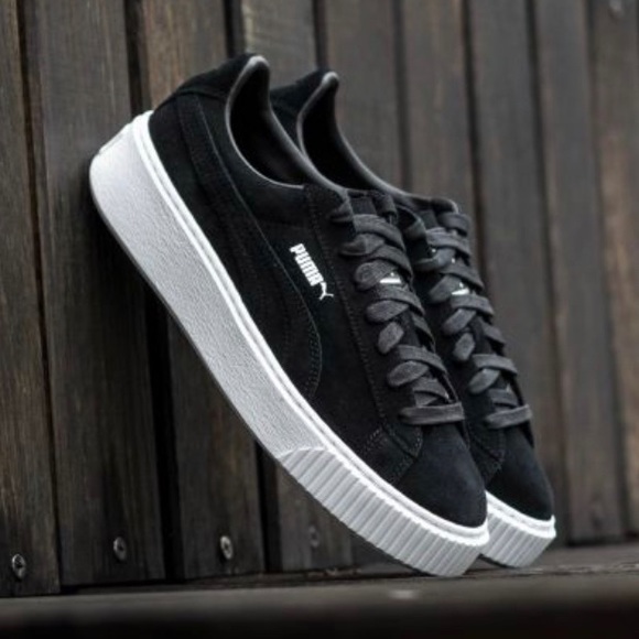 Black Suede Platform Puma Shoes - Picture 1 of 3